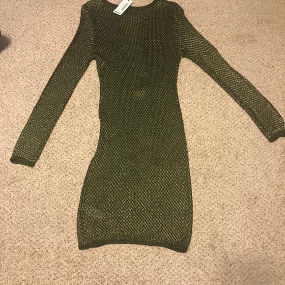 NEW BOOHOO GREEN/GOLD DRESS Size 10 - Picture 4 of 6